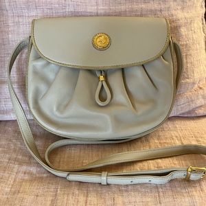 Vintage Celine Sport Carriage Ruched Shoulder Bag, Bone Color, from 90s.